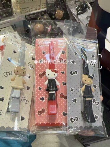 现货日本本土采购Saniro三丽鸥kitty库洛米豹纹长发夹长腿 手机链