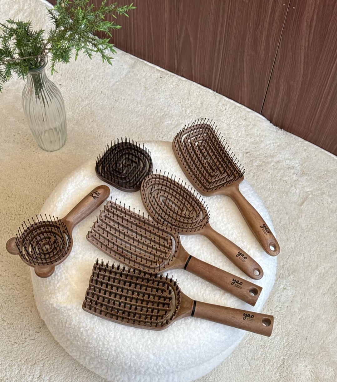 现货韩国正品采购YAO镂空梳子气垫按摩头皮猪鬃毛高颅顶蓬松