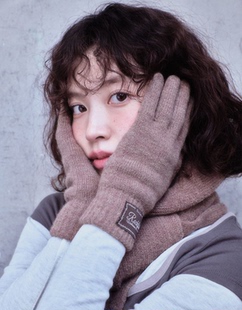 rockfish柔软保暖氛围围巾手套套装 25新款 新年红 采购 韩国正品