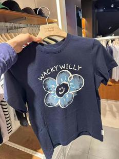 现货韩国wacky willy小飞人圆领短袖男女同款情侣印花T恤2025新款