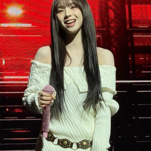 柳智敏同款一字肩针织毛衣女上衣