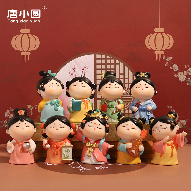 唐小圆IP原创唐八艺潮玩盲盒手办西安旅游文创小摆件搪胶娃娃国潮