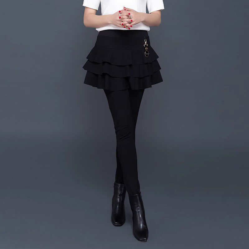 假两件裤裙女2024春秋加绒外穿打底裤百搭连裙小脚裤带小短裙裤子