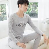 内衣套装 秋衣秋裤 薄款 简约印花内穿长袖 青少年潮 2023新款 长裤 男士