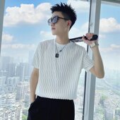 网红半袖 半截袖 潮流痞帅夏季 2023新款 男装 设计感T恤男ins潮牌短袖