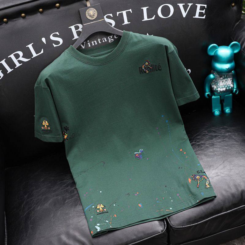 男士短袖t恤青少年爱心烫钻字母