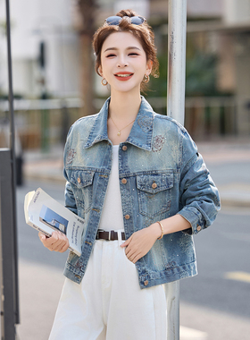 2026春季新款复古烫钻提花牛仔短外套女韩版显瘦小个子显瘦上衣女