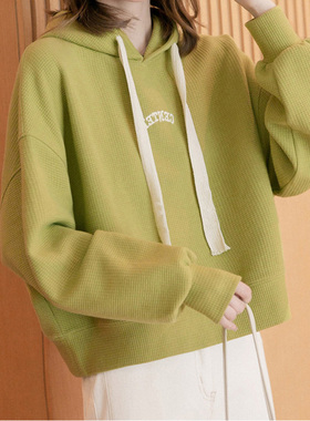 短款连帽卫衣女套头2025新款春装oversize宽松显瘦小个子长袖上衣