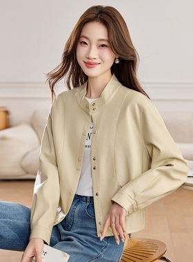黑色立领PU皮衣外套女2026春季新款短款显瘦夹克休闲复古机车上衣