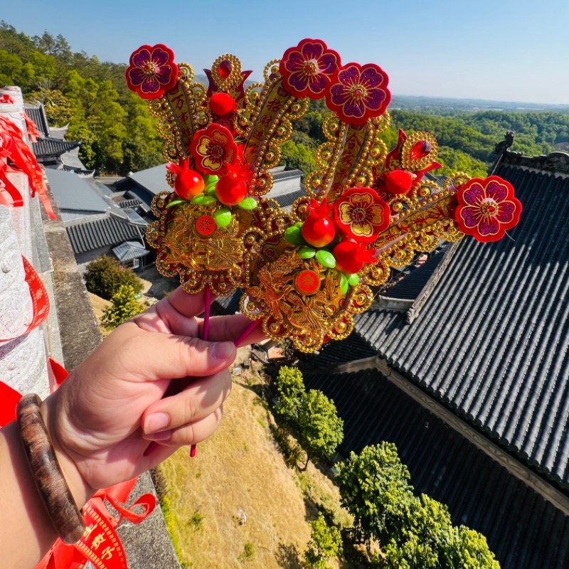 2025年潮汕红球太阳花手工金花香炉摆件司面君招财爷灶君天地金花,节庆用品/礼品,中国结,淘宝优惠券,粉丝福利购,淘宝优惠卷