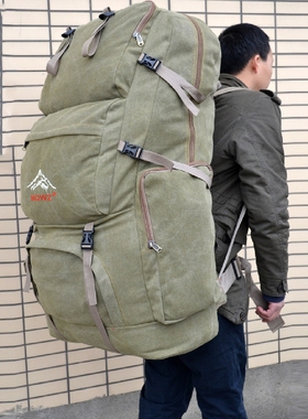 新款登山包帆布160L超大容量男士双肩包旅行170L特大号双肩大背包