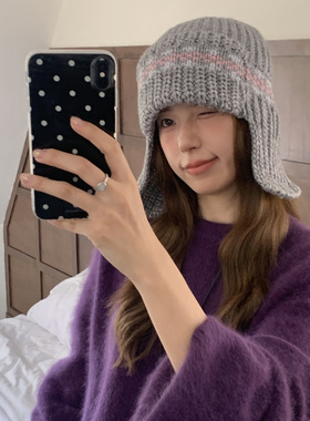 韩系氛围感费尔岛风护耳雷锋帽子