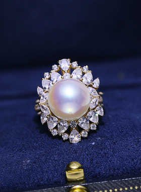 DIY配件S925纯银珍珠戒指空托