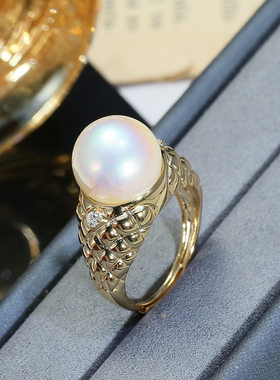 DIY配件 S925纯银高级感珍珠戒指空托 遮瑕指环银托戒托配饰11-14