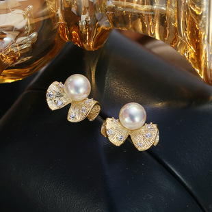 DIY配件 7mm S925纯银高级感珍珠耳钉空托气质耳环耳坠银托配饰5