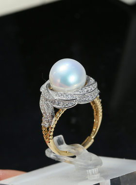 DIY配件S925纯银珍珠戒指空托