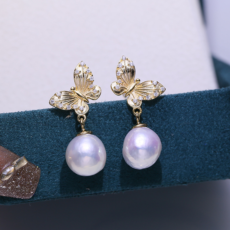 DIY配件S925纯银珍珠耳钉空托