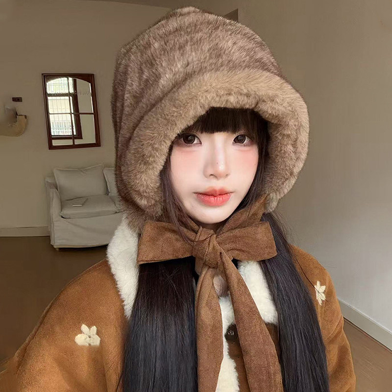 高品质双面戴麂皮绒保暖护耳帽女