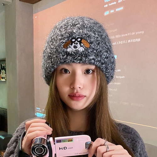日系小狗护耳羊毛秋冬保暖帽女