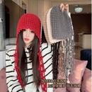 民族风手工加绒针织毛线帽子女秋冬加厚保暖文艺流苏帽护耳显脸小