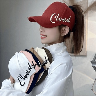 爆款字母刺绣硬顶半空顶帽子女夏户外遮阳防晒鸭舌帽显脸小棒球帽
