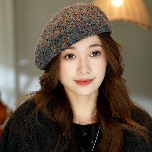 复古彩色点点贝雷帽子女2025新款 保暖百搭画家帽洋气显脸小 秋冬季