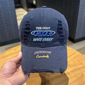 新款 美式 刺绣做旧棒球帽子女春季 大头围宽檐鸭舌帽深顶立体遮阳帽