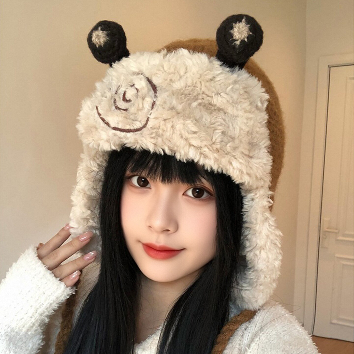 女款毛绒护耳防寒滑雪雷锋帽