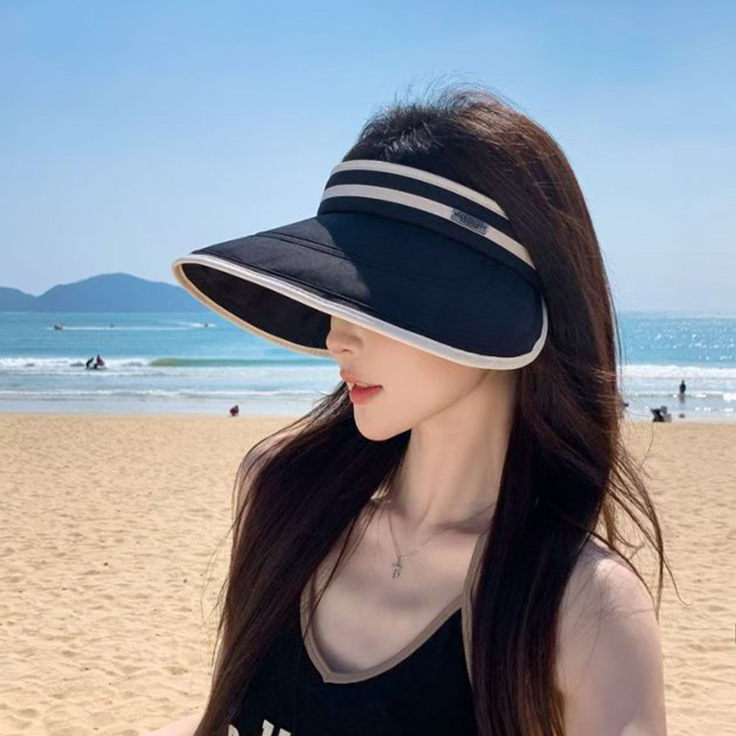 夏季大檐防紫外线空顶帽子女韩版时尚出游防晒帽显脸小遮阳帽百搭