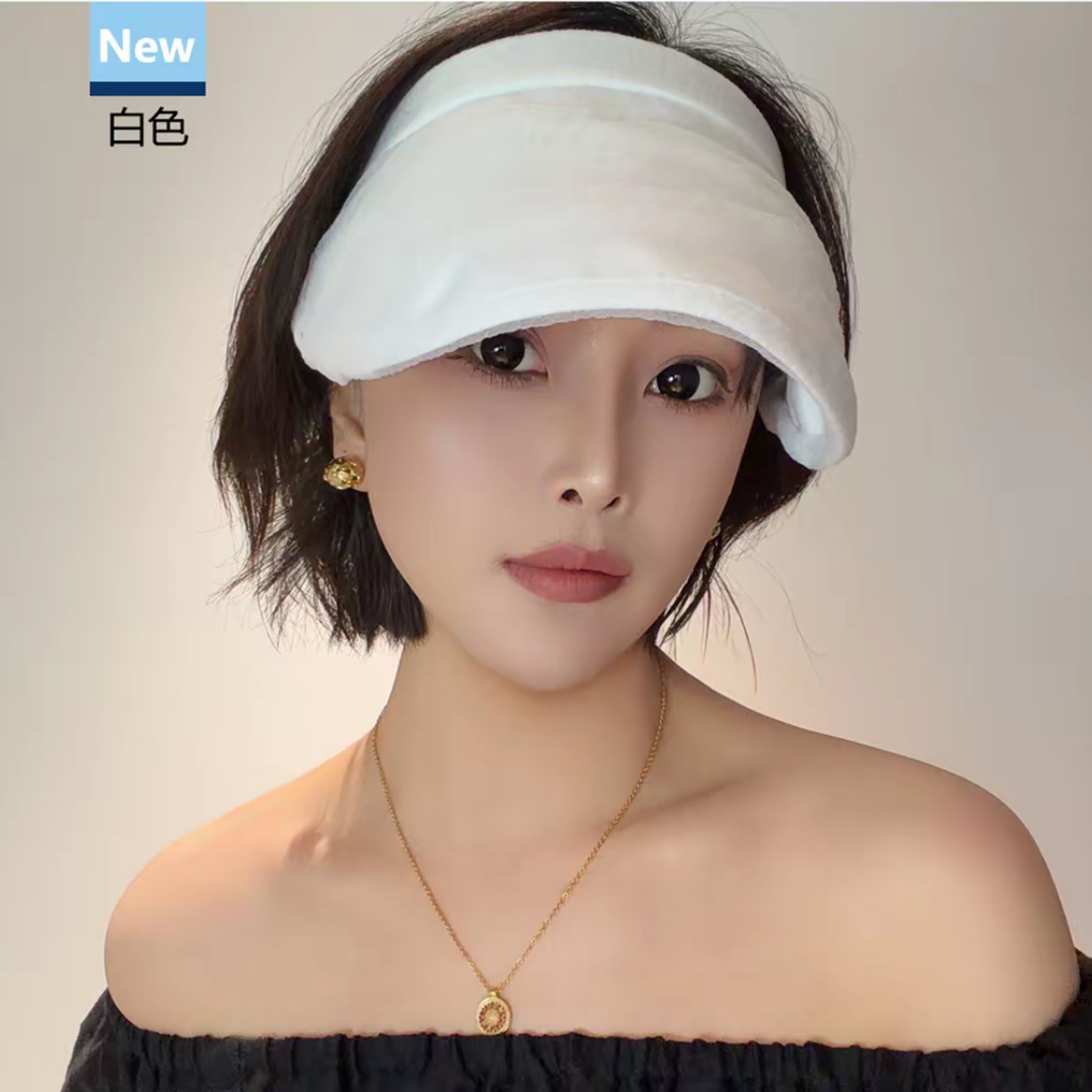 网红发箍式泡泡纱空顶帽子女夏季时尚薄款防晒帽透气显脸小遮阳帽