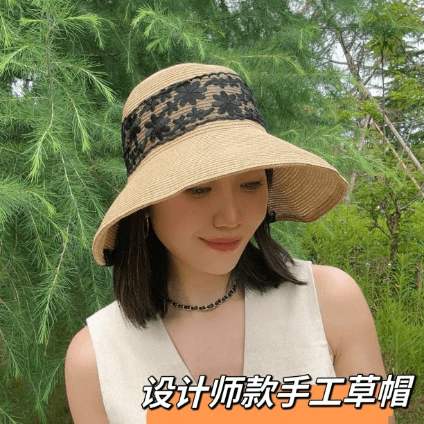 出游遮阳帽设计师款防紫外线蕾丝