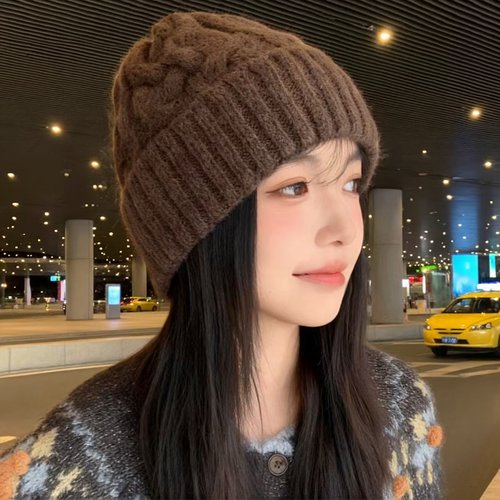 日系纯色加厚针织帽保暖护耳冷帽