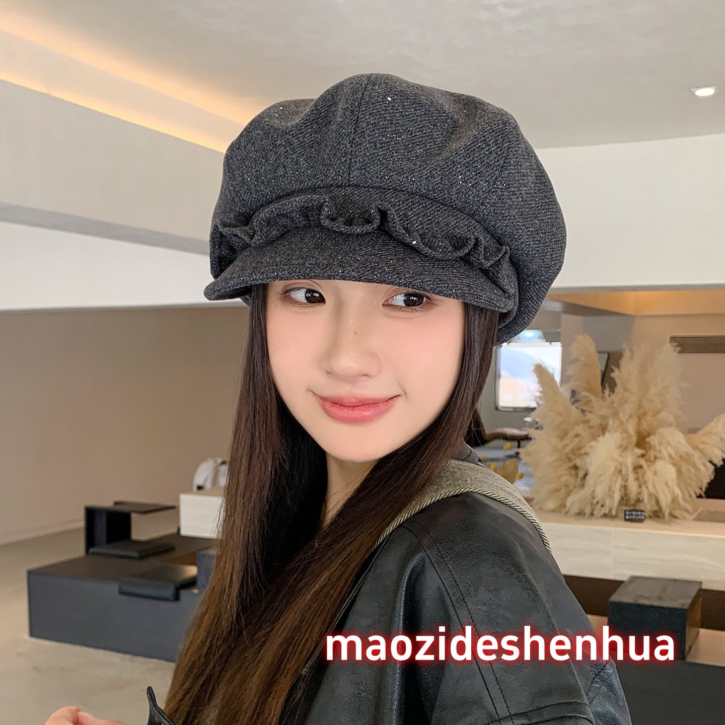 韩版花边文艺范报童帽子女贝雷帽