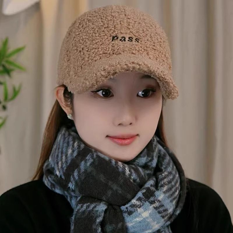 韩版刺绣羊羔绒棒球帽子女2025新款秋冬季保暖加厚鸭舌帽百搭防寒,服饰配件/皮带/帽子/围巾,帽子,淘宝优惠券,粉丝福利购,淘宝优惠卷