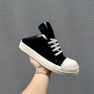 R暗黑部落O厚底刺绣长舌夏季半拖街潮鞋低帮帆布男女时尚韩版欧洲