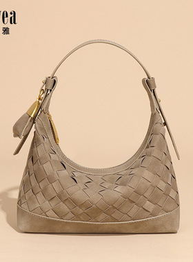 磨砂麂皮绒编织饭盒腋下包包女2025新款秋冬感小众单肩饭盒包