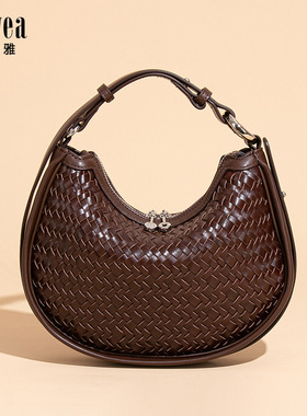 复古法式手提编织包感时尚休闲新月包手拎饺子包单肩斜挎包女