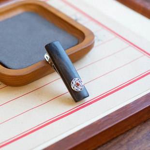 今夕何夕|木质发卡发夹925银花鸭嘴夹侧边手工新中式简约刘海额前