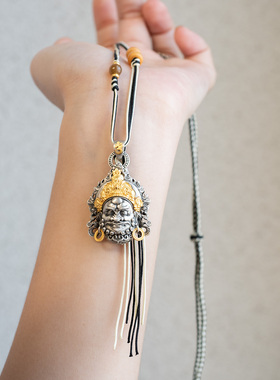 黄财神925银项链吊坠毛衣链中性