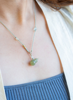 和田玉葫芦项链手工编绳可调节手作简约文艺新中式高级感显白气质