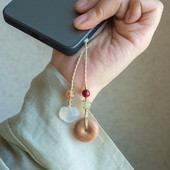 平安如意 桃木平安扣手机挂件手机链包挂配饰坠子扇坠古风新中式