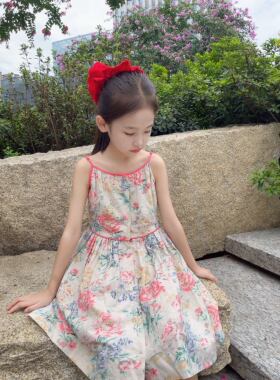 外贸元单拉芙P0l0 Ral*Lau*吊带女童连衣裙55亚麻45棉135/68