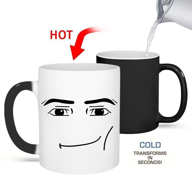 可爱简约roblox女人脸部表情变色马克杯创意男生陶瓷咖啡牛奶杯子