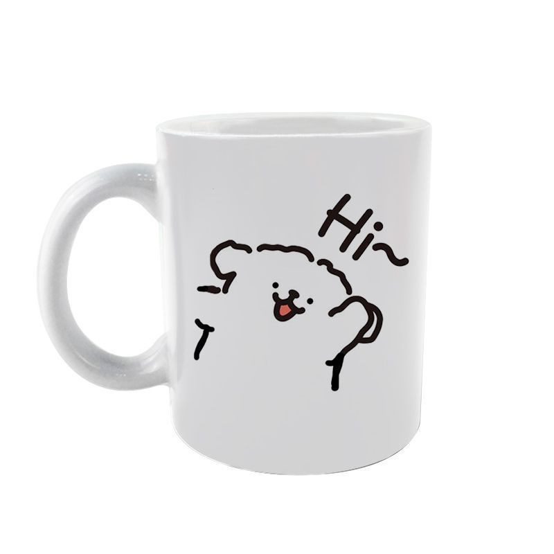 线条小狗周边杯子小清简约新文艺情侣一对陶瓷水杯 马克杯