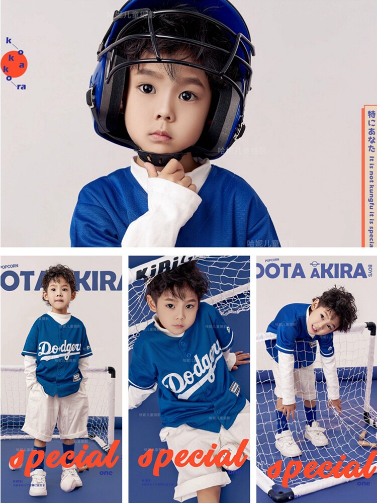 儿童摄影服装2023棒球运动风影楼拍照主题大童艺术照衣服童装套装