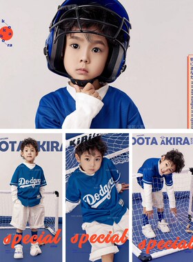 儿童摄影服装2023棒球运动风