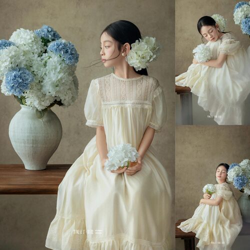 女童夏季蕾丝泡泡袖公主连衣裙