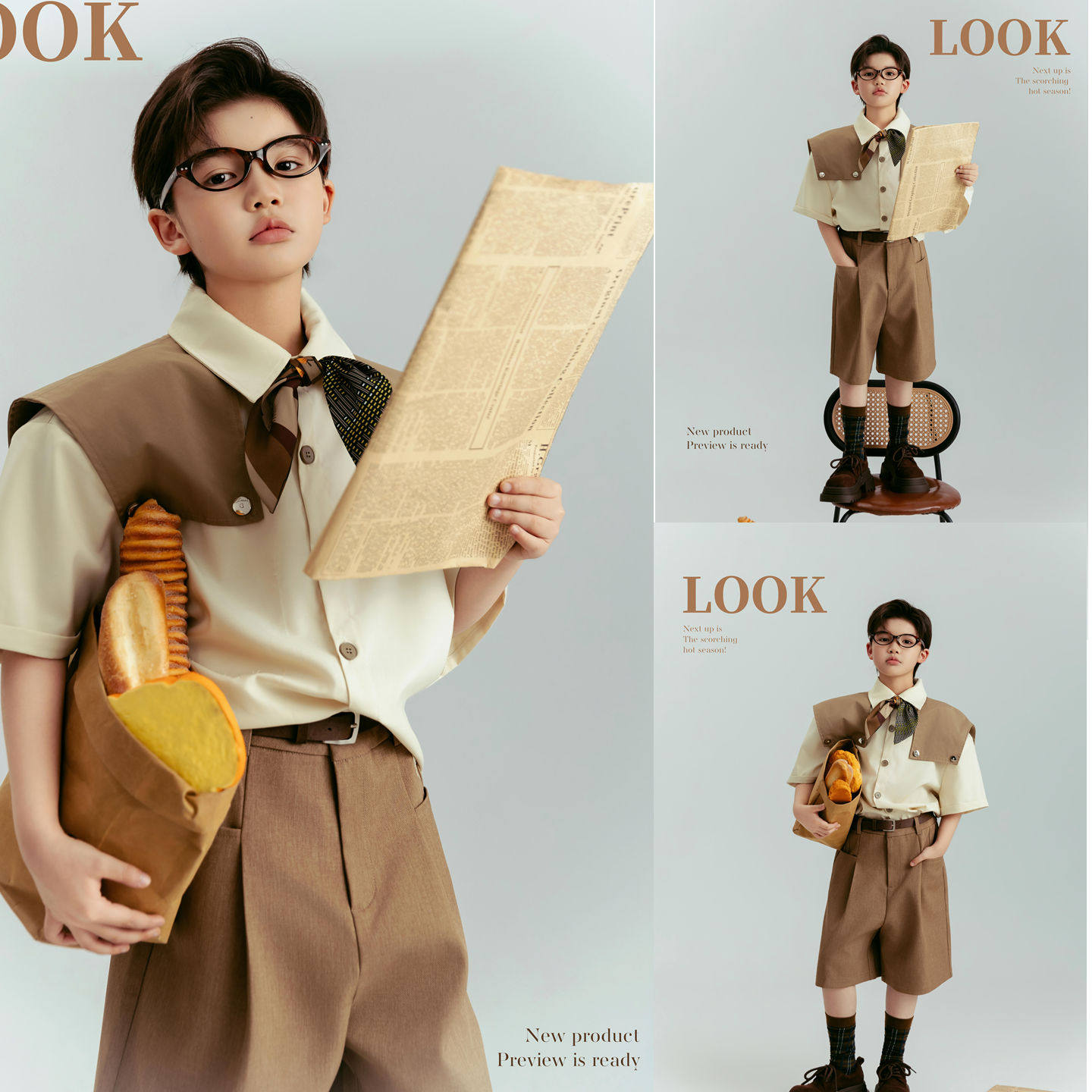 LOOK男童复古学院风摄影服装
