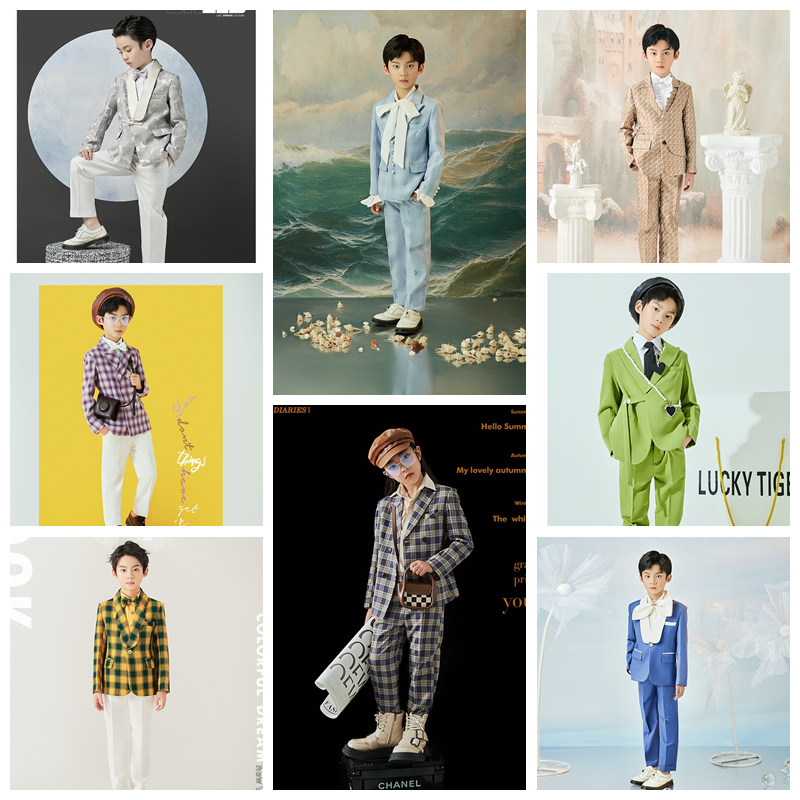 儿童摄影服装影楼拍照衣服西装礼服2022年麦格牧童装走秀主持人