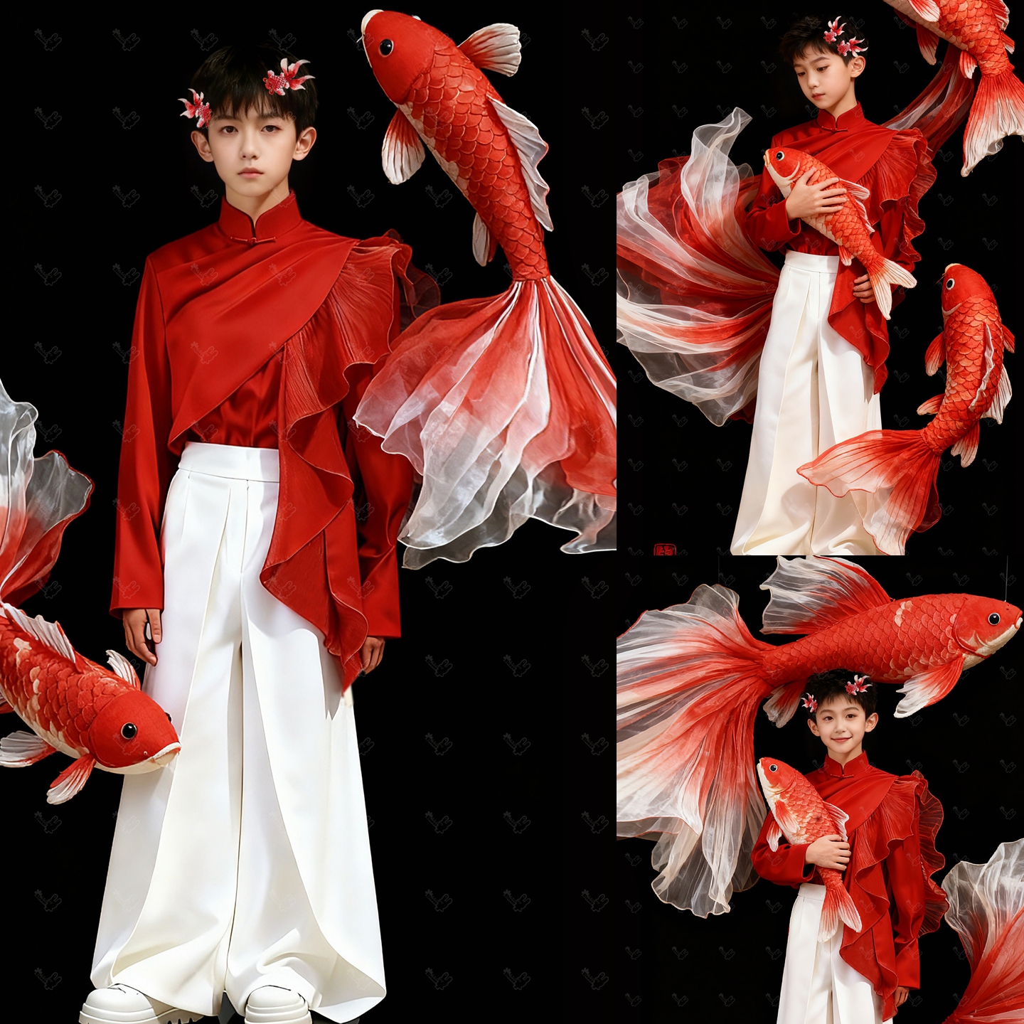 新中式儿童汉服红色喜庆